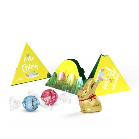 Lindt Osternest in Pyramidenbox bedruckt mit Logo
