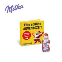 Werbe-Klappkarte mit Milka Weihnachtsmann mit Logo