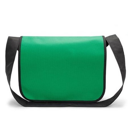 PP-Tasche Frankfurt grün-schwarz 36 x 27 x 6 cm mit langem Schultergurt