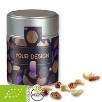 Bio NusskernMix 100g Metalldose Midi silber mit Logo