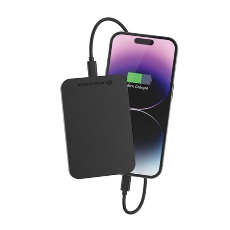 Laden mit Kabel Urban Vitamin Burbank 3000mAh Powerbank aus RCS Plastik/Alu mit Logo