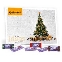 Tisch-Adventskalender Organic mit Milka Schokoladen Mix mit eigenem Logo bedrucken
