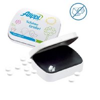 Klappdeckeldose 20g zuckerfreie Pfefferminzdragees mit Logo