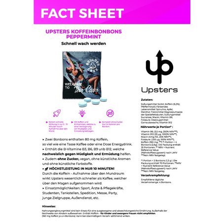 Upsters Koffeinbonbon Peppermint als Werbegeschenk