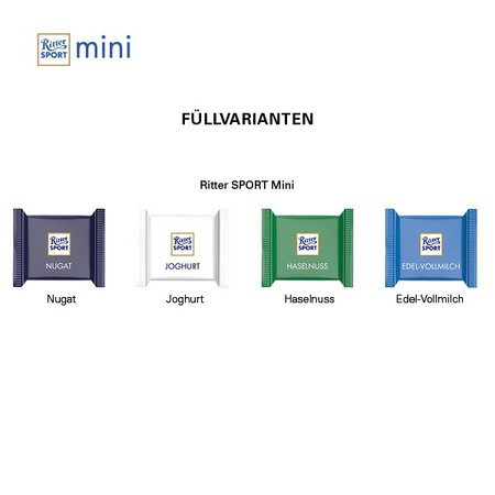 Füllvarianten Adventskalender Quadratisch Ritter SPORT Mini mit Logo