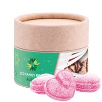 Papierdose Eco Mini mit Glühweinherzen bedruckt mit Logo