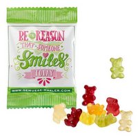 Fruchtgummi Vegane Smart-Bärchen in kompostierbarer Verpackung mit Logo