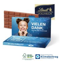 Grußkarte mit Schokoladentafel von Lindt 100g mit Logo