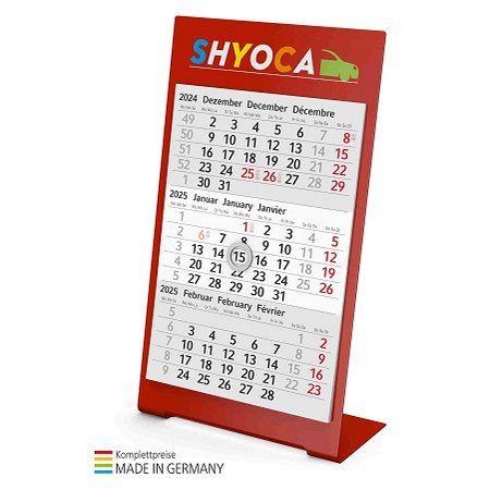 Aufstellkalender Desktop 3 Color Bestseller mit Logo