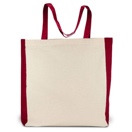 Baumwolltasche PALMA rot 38 x 42 cm mit Boden- Seitenfalte und langen Henkeln und Logo