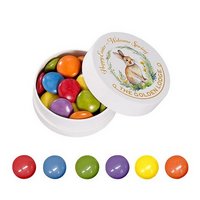 Papier XS-Taschendose bunte Schokolinsen mit Logo