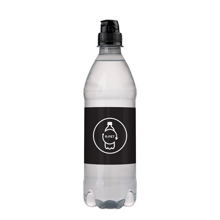 Quellwasser Natur mit Sportverschluss 500 ml scharz bedruckt mit Logo