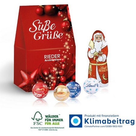 Präsent Christmas Minis Schokoladenmischung von Lindt mit eigenem Logo