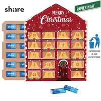 Täfelchen Adventskalender Haus ECO Papierblister share Schokolade mit Logo