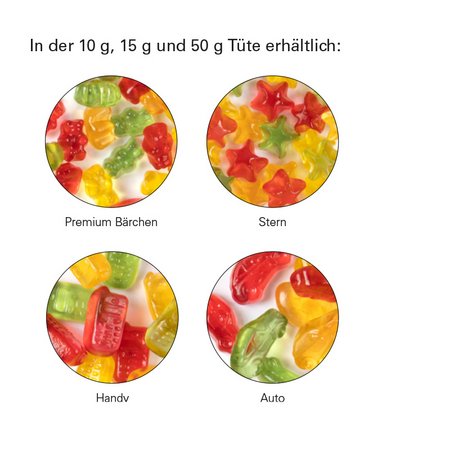 Füllvariante Minitüte 10 g Fruchtgummi Standardformen