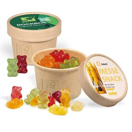 Werbe Fruchtgummi Paperbox mit Einleger mit Logo