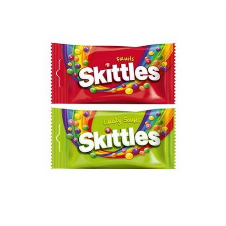 Varianten Skittles im Werbeschuber mit Logo