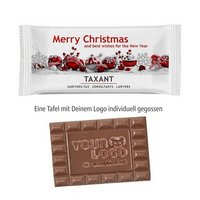 Schoko-Sondermotiv L im Flowpack weißes Papier mit Logo