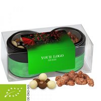 Bio Knusper Weihnachtsset mit feuergebrannten Mandeln und Knusperkugeln ca. 105g mit Logo