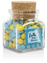 Korkenglas mit süßer Füllung bedruckt mit eigenem Logo