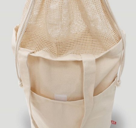 Canvas-Tasche BRISBANE 38 x 42 cm mit Netz-Einsatz, Kordelzug und langen Henkeln mit Werbung