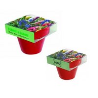 Tontopf Colour Bunte Blumenwelt mit eigenem Logo