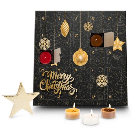 Duftkerzen Adventskalender Merry Christmas mit Logo