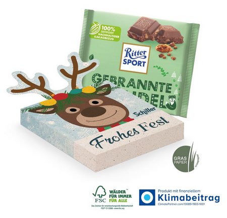 Schokotafel Ritter Sport Rentier 100g mit eigenem Logo