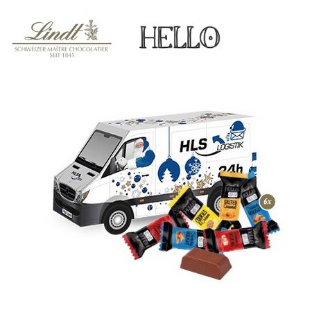 3D Präsent Transporter Lindt HELLO Minis mit Logo