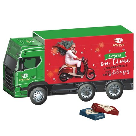 Adventskalender LKW Sarotti bedruckt mit eigenem Logo