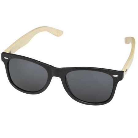 Scvhwarze Sun Ray Bambus Sonnenbrille mit Logo