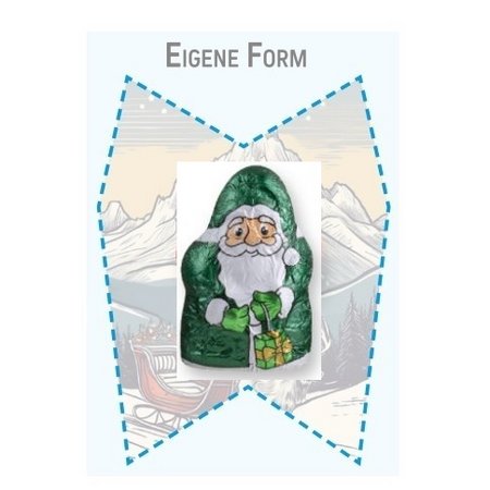 Eigene Form Mini Schoko-Weihnachtsmänner (vegan) ca. 7g Flyer Mini Hänger