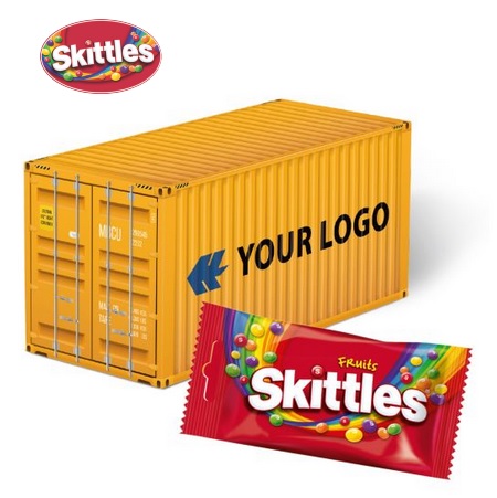 3D Präsent Container mit Skittles mit Logo