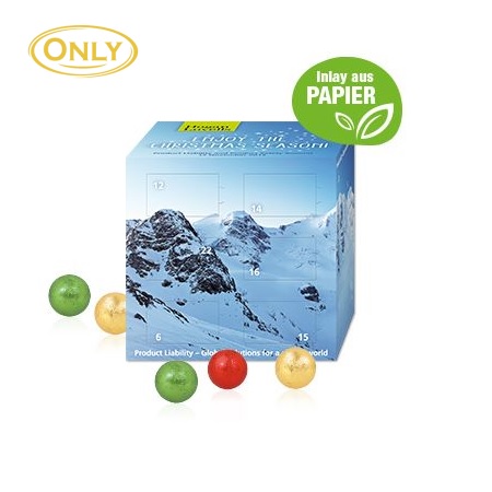 Adventskalender Cube Organic Fairtrade Schokolade mit Logo