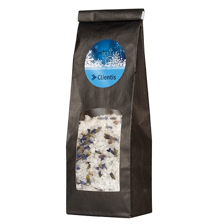 Badesalz Tasche mit Lavendel- oder Kamillenblüten mit Logo