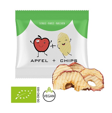 Bio Apfelchips in Maxi-XL-Tüte 15g mit Logo
