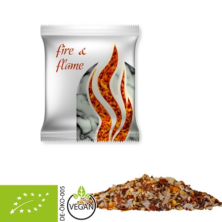 Bio Gewürzmischung Feuer und Flamme 10g Midi-Tüte mit Logo