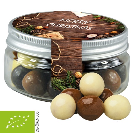 Bio Knusperkugel-Mix 40g in Sweet Dose mit bedrucktem Logo