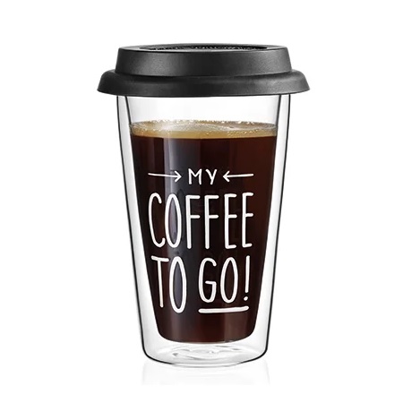 Coffee To Go Glas-Thermobecher 33cl mit Logo