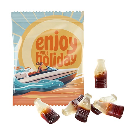 Cola-Fläschchen Fruchtgummi 18g in Werbetütchen mit Logo