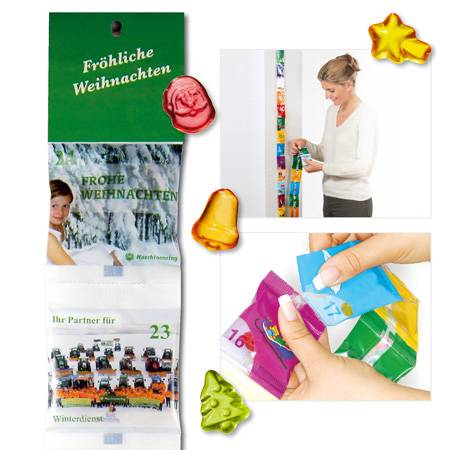 Fruchtgummi-Ketten-Adventskalender mit Logo bedruckt
