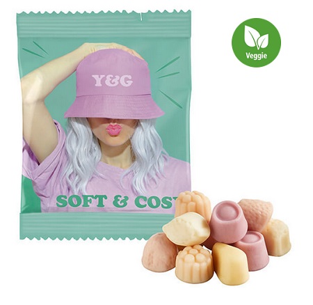 Fruchtgummi Katjes Yoghurt-Gums in Werbetütchen 20g mit Logo