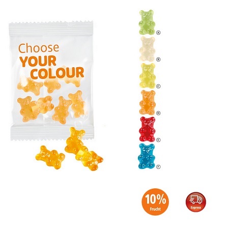 Fruchtgummi Premium Bärchen, 15g sortenrein mit Logo
