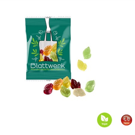Fruchtgummi Vegane Premium-Bärchen in Werbetütchen 10g mit Logo