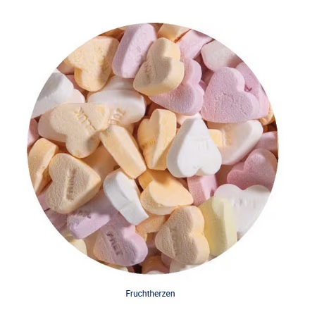 Füllung Mini-Farbdose mit Frucht Herzen mit Logo