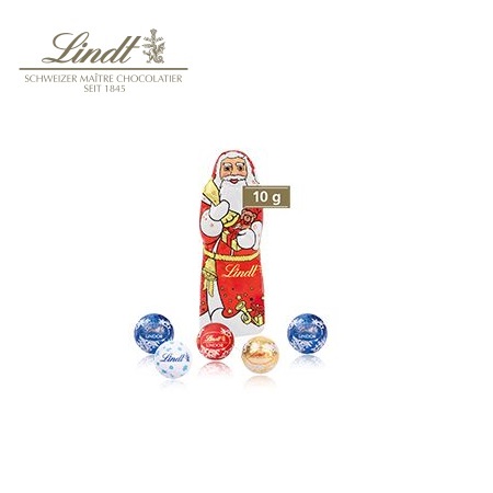 Füllung Präsent Tannenbaum Lindt Minis Lindt Weihnachtsmann mit Logo