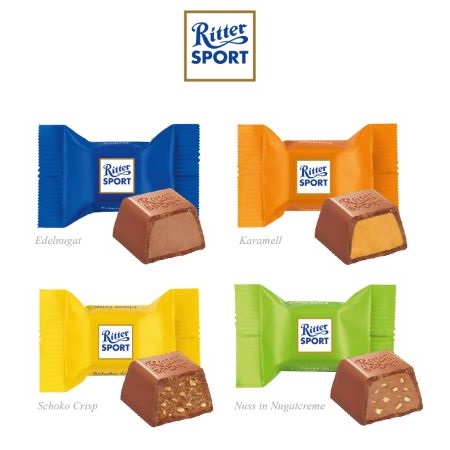 Füllvarianten 3D Adventskalender Bus mit Ritter SPORT Schokowürfel mit Logo