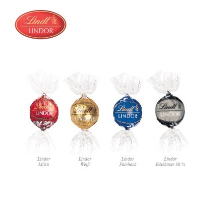 Füllvarianten 3D Präsent Container Lindt Lindor Pralinés mit Logo