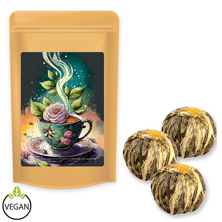 Grüner Tee China Marigold-Silvery-Stag (4 Stück) 20g Standbeutel Midi braun mit Logo