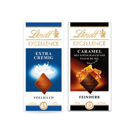 Grußkarte mit Schokoladentafel von Lindt „Excellence“ mit Werbung
